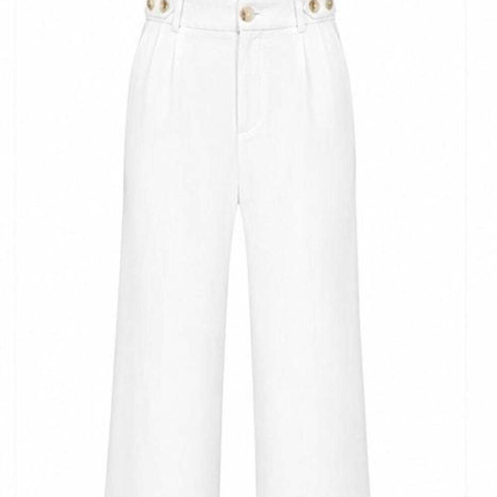 1.STATE Wide-Leg High-Waist White Trousers